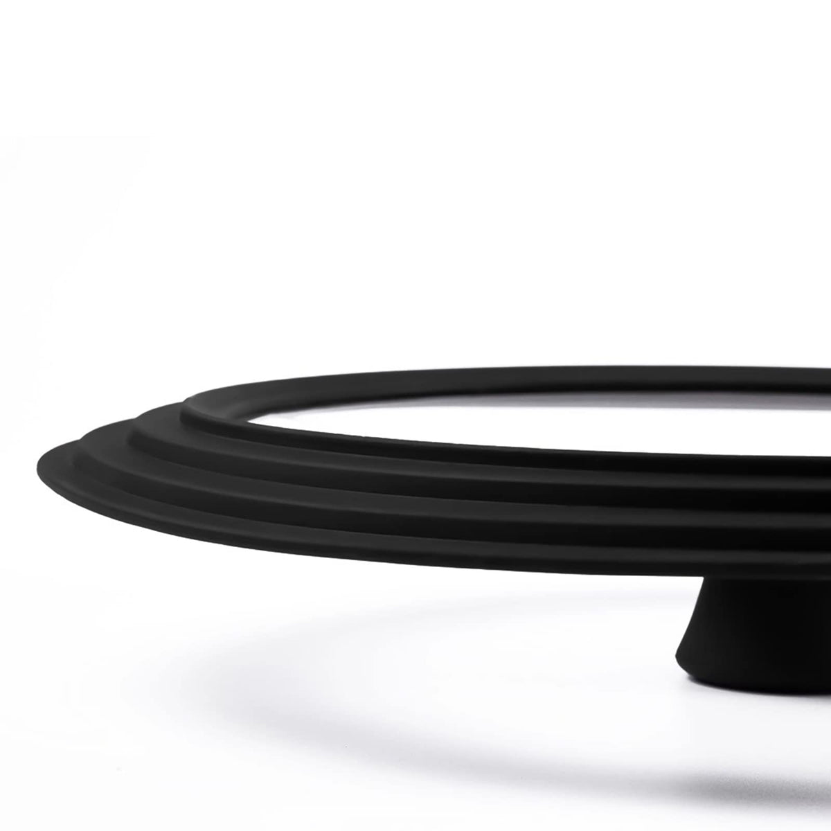 Vented Tempered Glass Universal Lid with Silicone Rim, Fits 11-12.5 inch Cookware, Black S16549