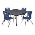 36" Square Mobile Table with 4 Stack Chairs K53496
