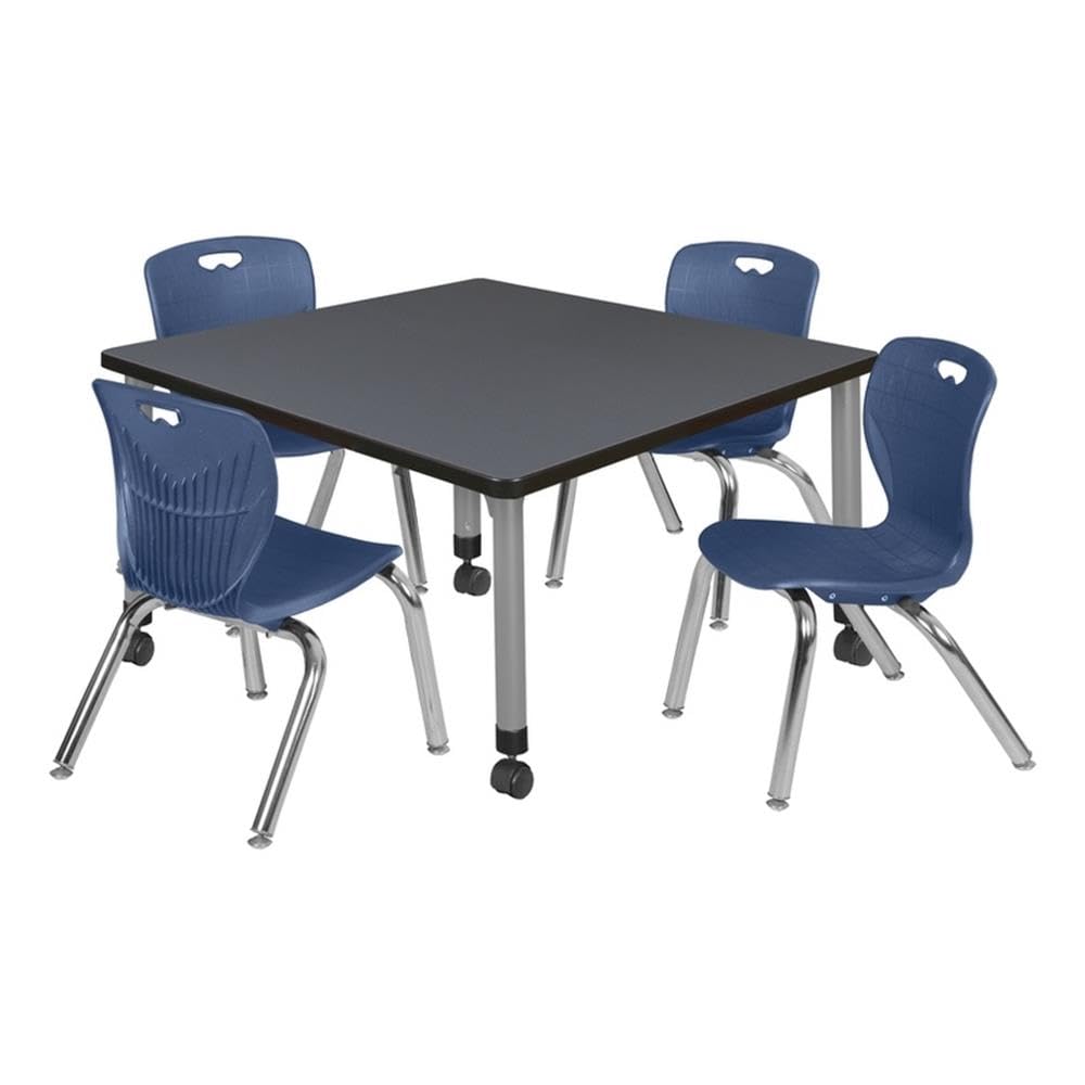 36" Square Mobile Table with 4 Stack Chairs K53496