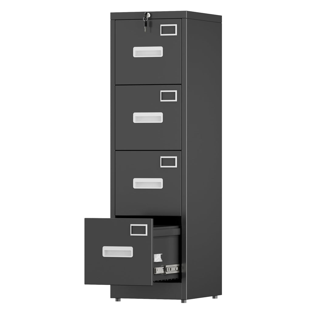 Black 4-Drawer Metal File Cabinet with Lock X418