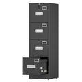 Black 4-Drawer Metal File Cabinet with Lock X418