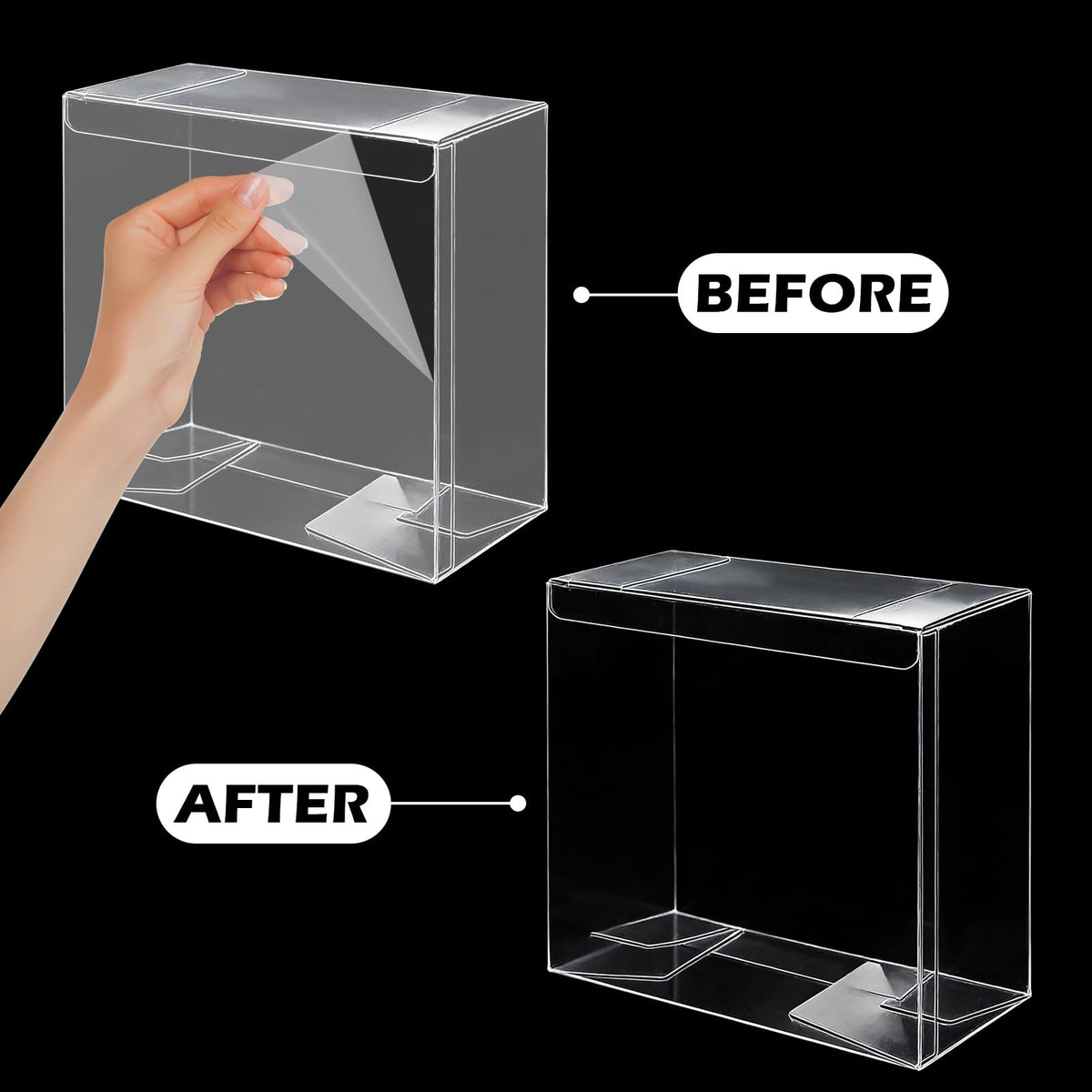 12 Pack Clear PET Plastic Display Storage Case 7.6 x 6.6 x 3.5 Inches B601652