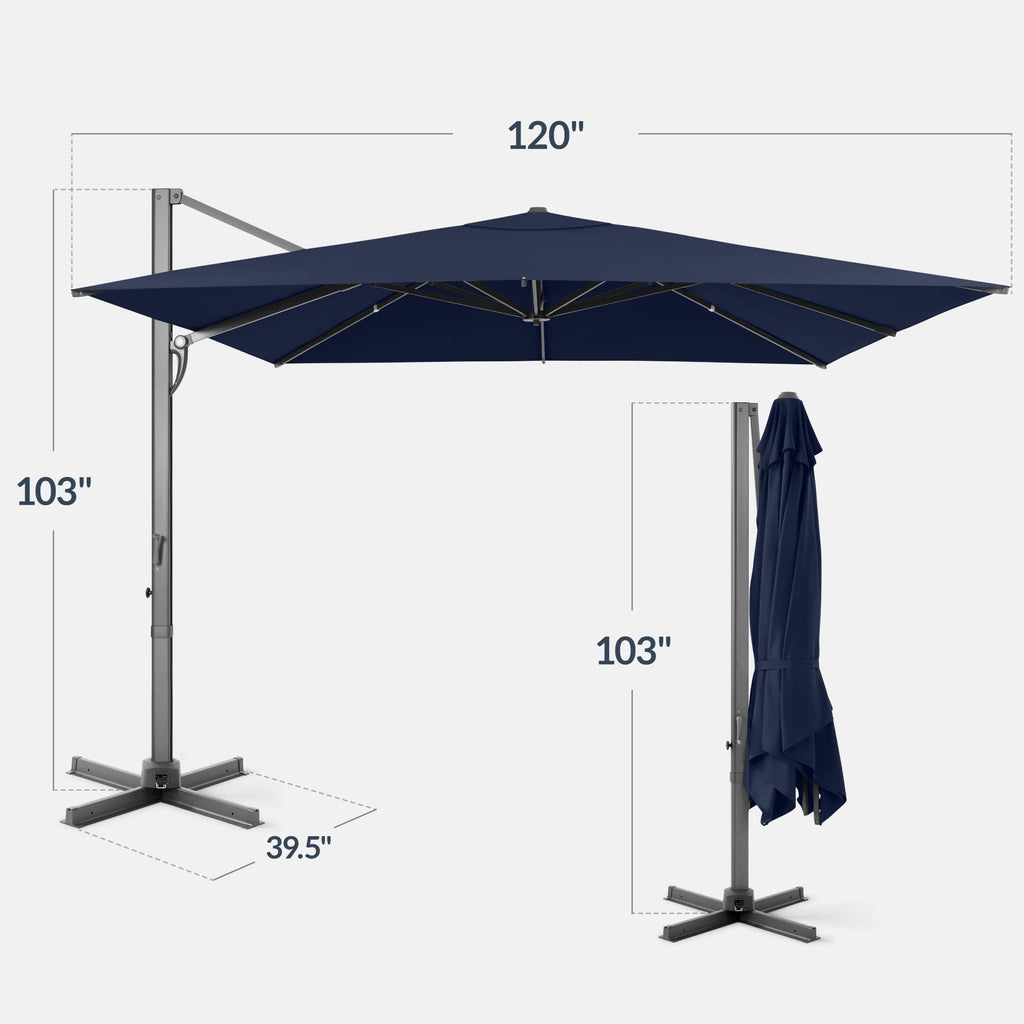 10x10ft Cantilever Patio Umbrella with 260 GSM Canopy and Aluminum Frame Z484003