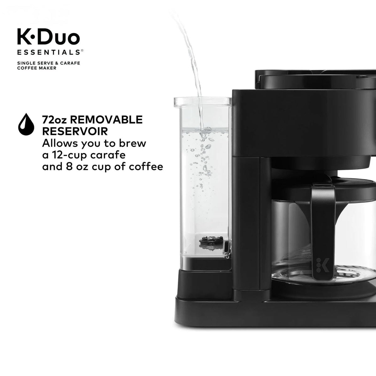 Single-Serve Pod Coffee Maker & Carafe, 72 Oz Reservoir, Black S29795
