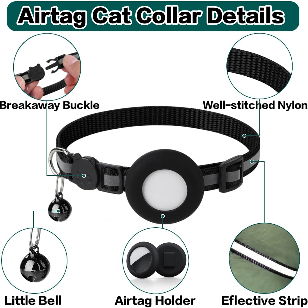 Breakaway Reflective Cat Collar with Air Tag Holder A208449
