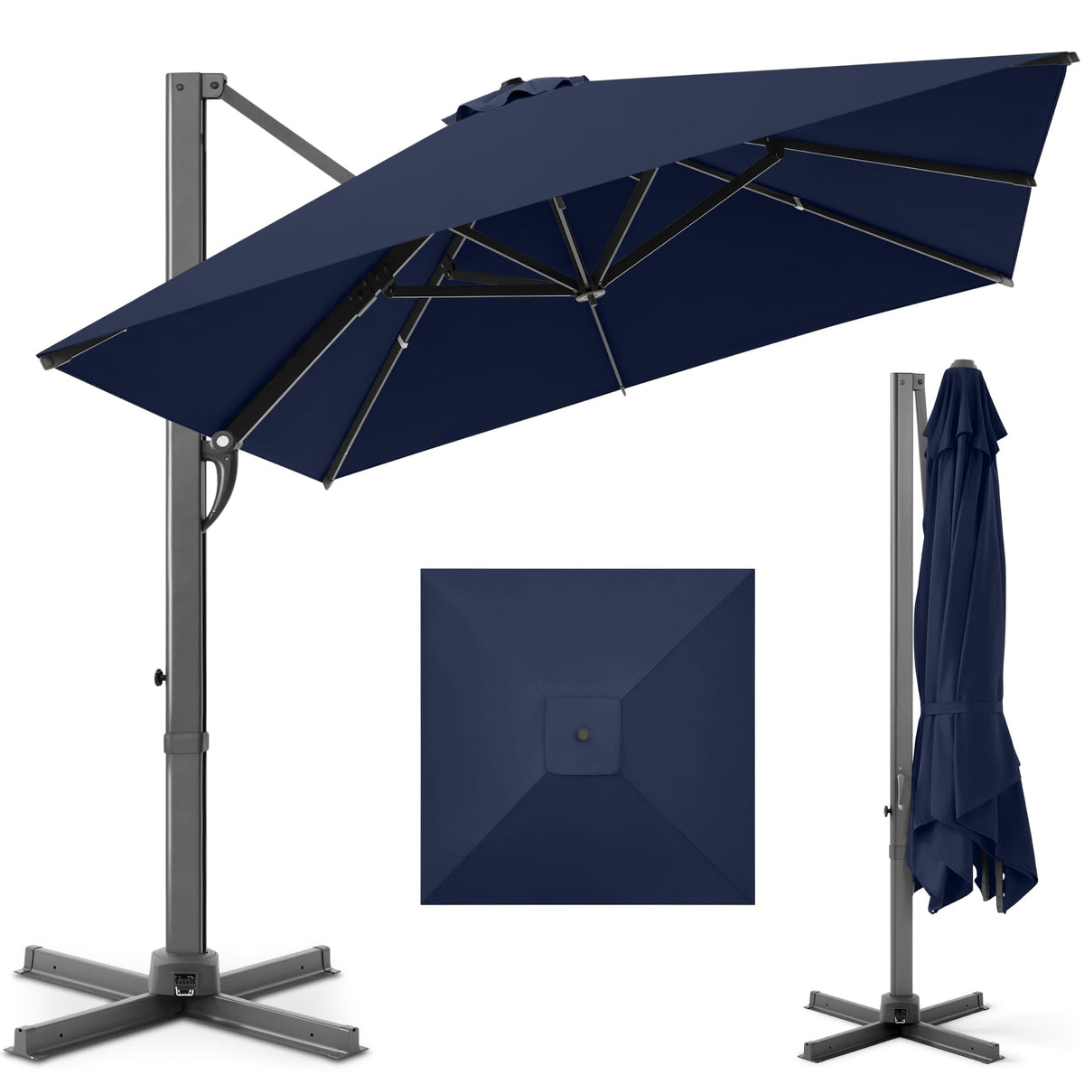 10x10ft Cantilever Patio Umbrella with 260 GSM Canopy and Aluminum Frame Z484003