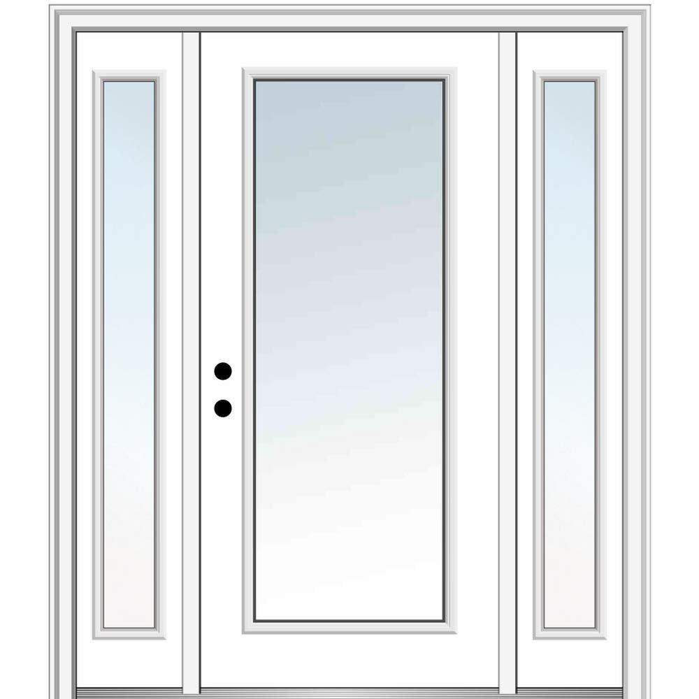 Steel Primed Right Hand In-Swing Exterior Prehung Door Full Lite 36"x80" with 14" Sidelites F12477