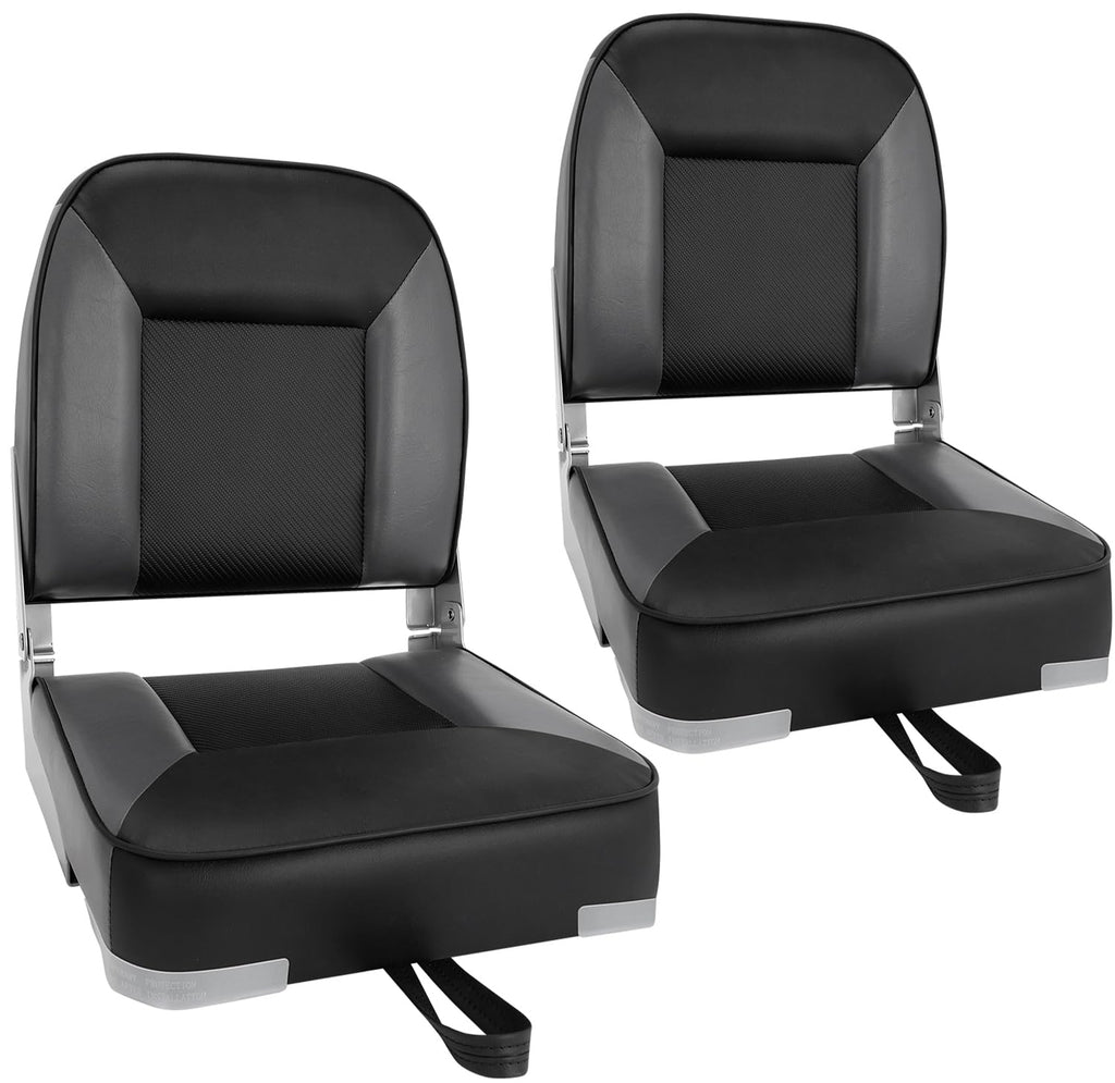 2 Pack Folding Low Back Boat Seats Black/Gray D263