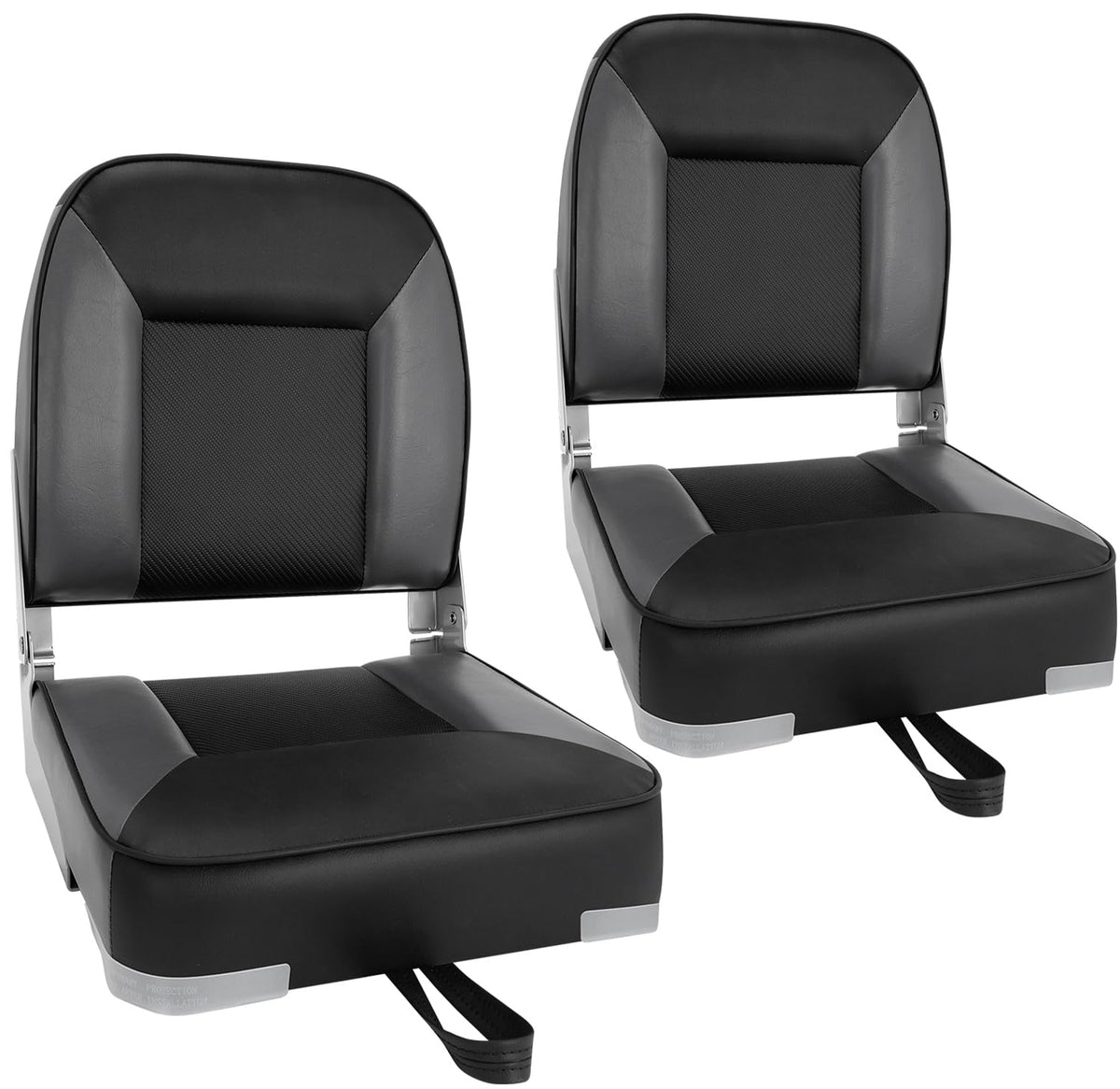 2 Pack Folding Low Back Boat Seats Black/Gray D263