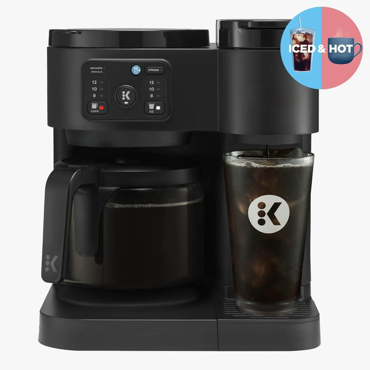Single-Serve Pod Coffee Maker & Carafe, 72 Oz Reservoir, Black S29795