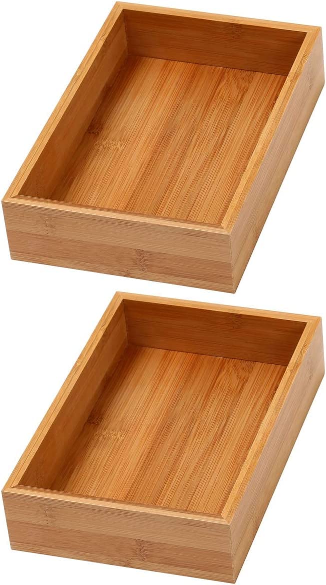 Bamboo Drawer Organizer Storage Box, 2 Pack 6x9x2 inch J96206