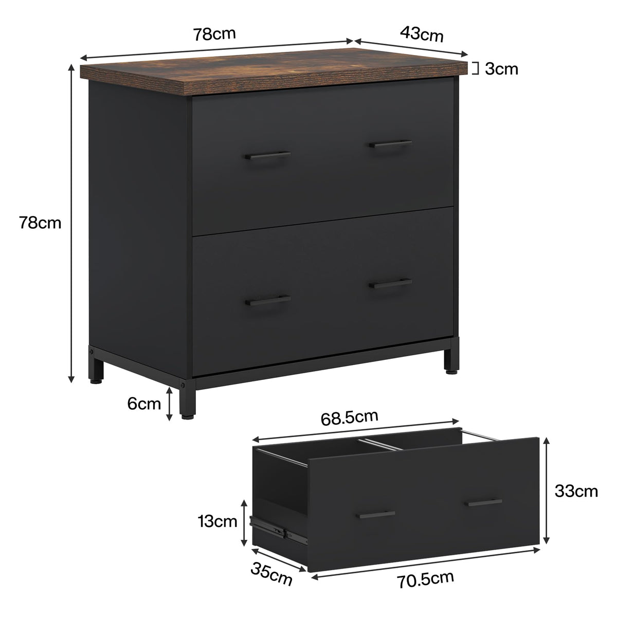 2-Drawer Wood File Cabinet R541
