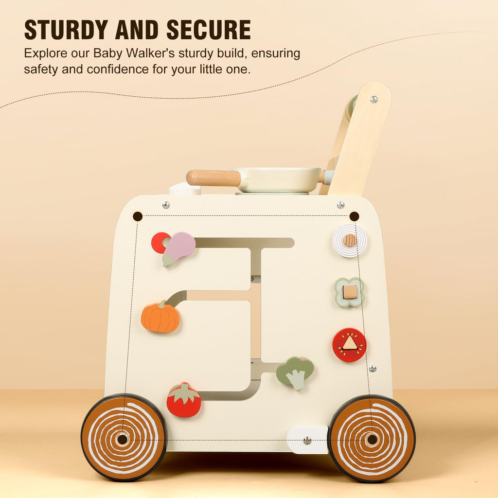 Wooden Baby Push Walker with Pretend Kitchen M932