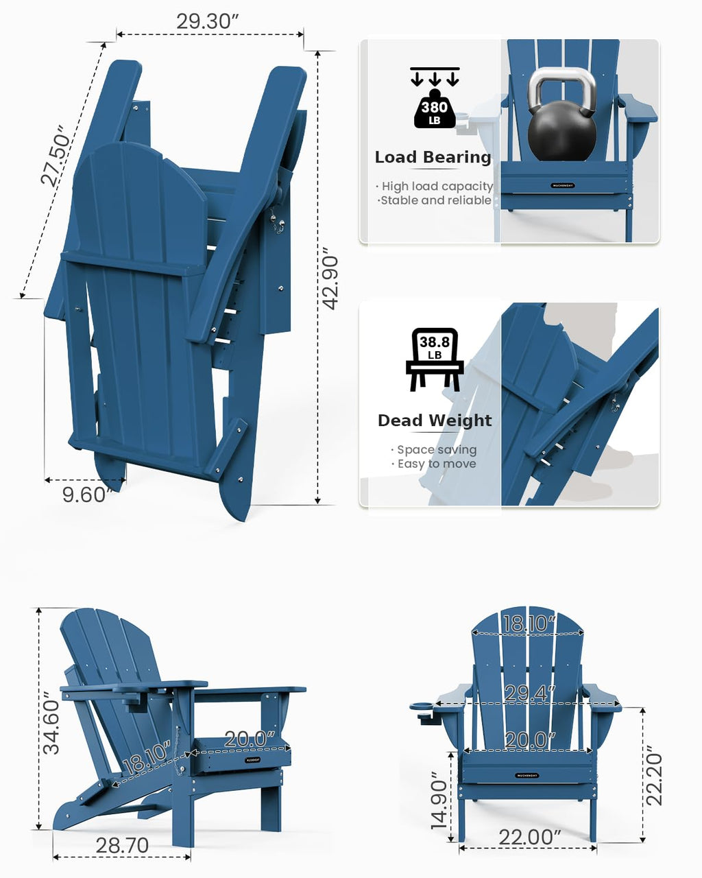 Folding Adirondack Chairs and Table Set A5208