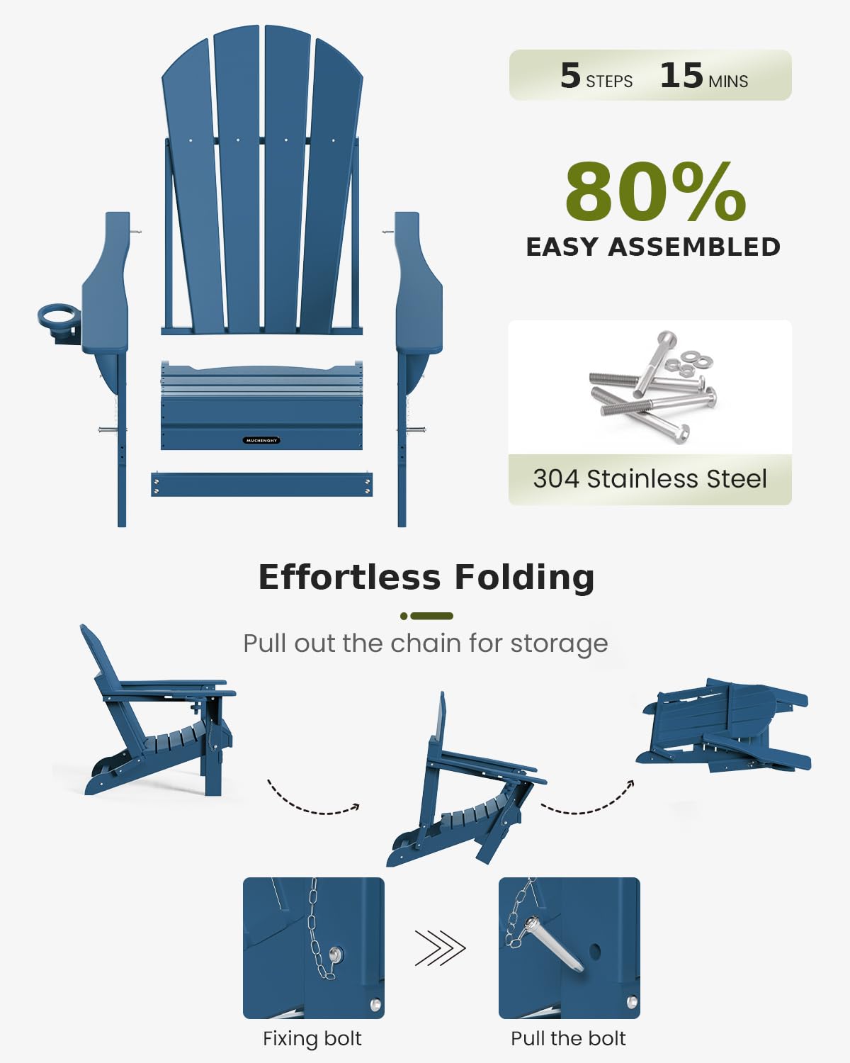 Folding Adirondack Chairs and Table Set A5208