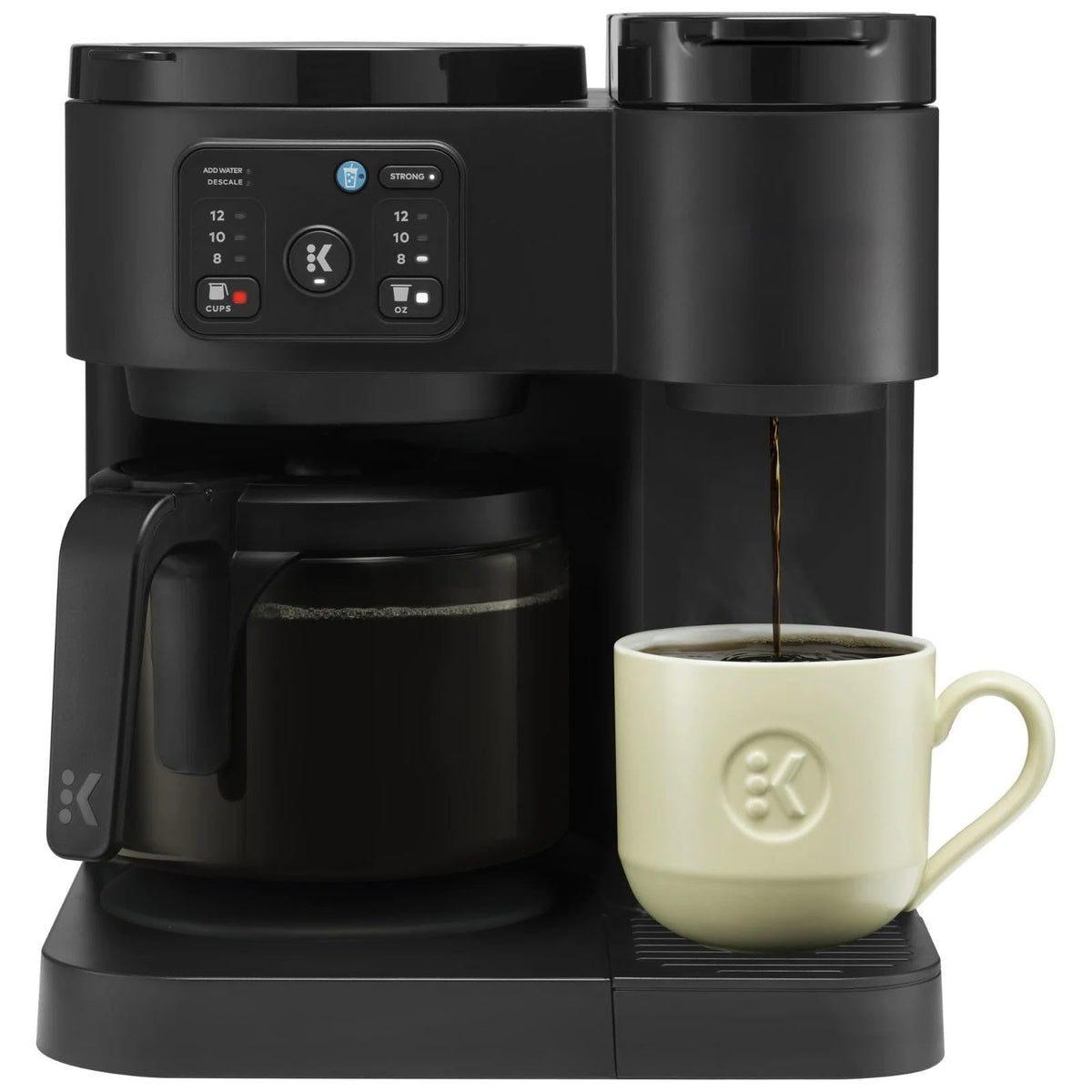 Single-Serve Pod Coffee Maker & Carafe, 72 Oz Reservoir, Black S29795