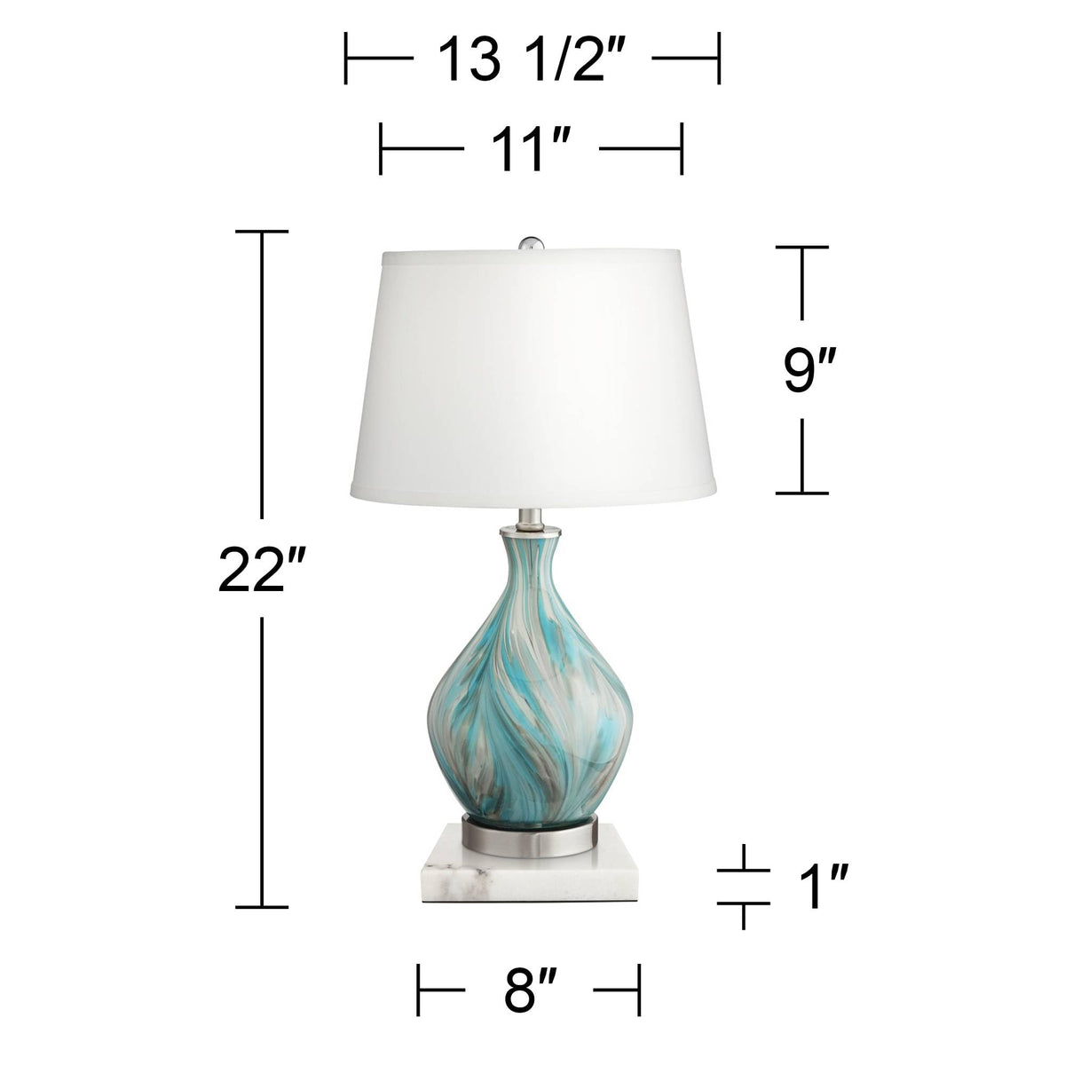 22" High Table Lamp Vase with Square White Marble Riser O64708