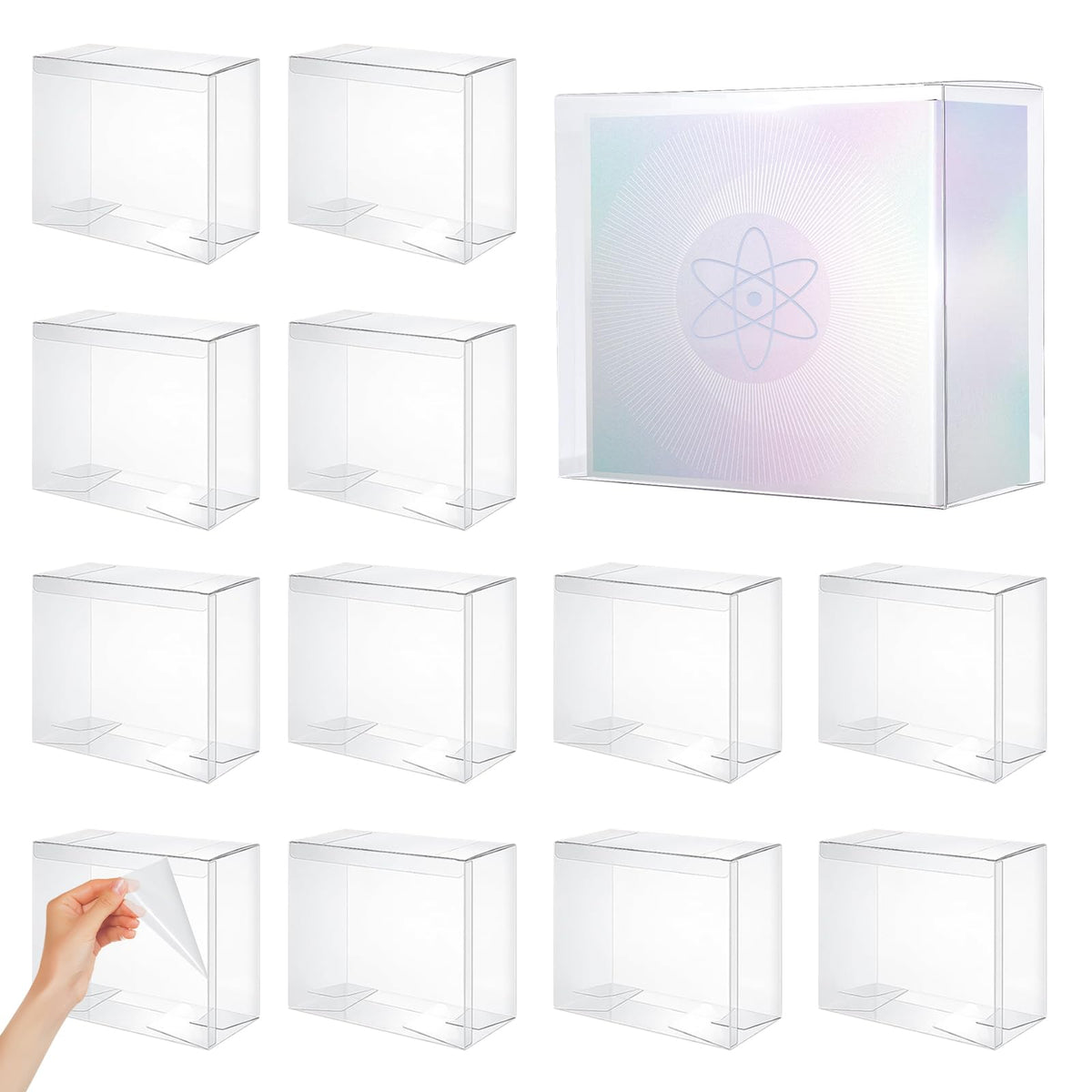 12 Pack Clear PET Plastic Display Storage Case 7.6 x 6.6 x 3.5 Inches B601652