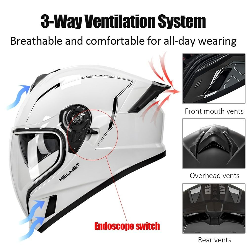 Bluetooth Full Face Modular Motorcycle Helmet DOT Approved with Sun Visor J523993