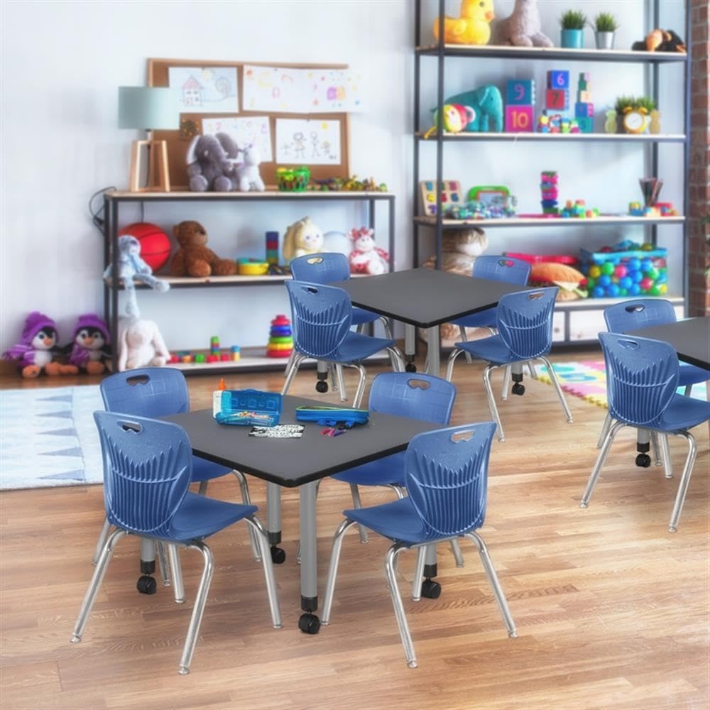 36" Square Mobile Table with 4 Stack Chairs K53496
