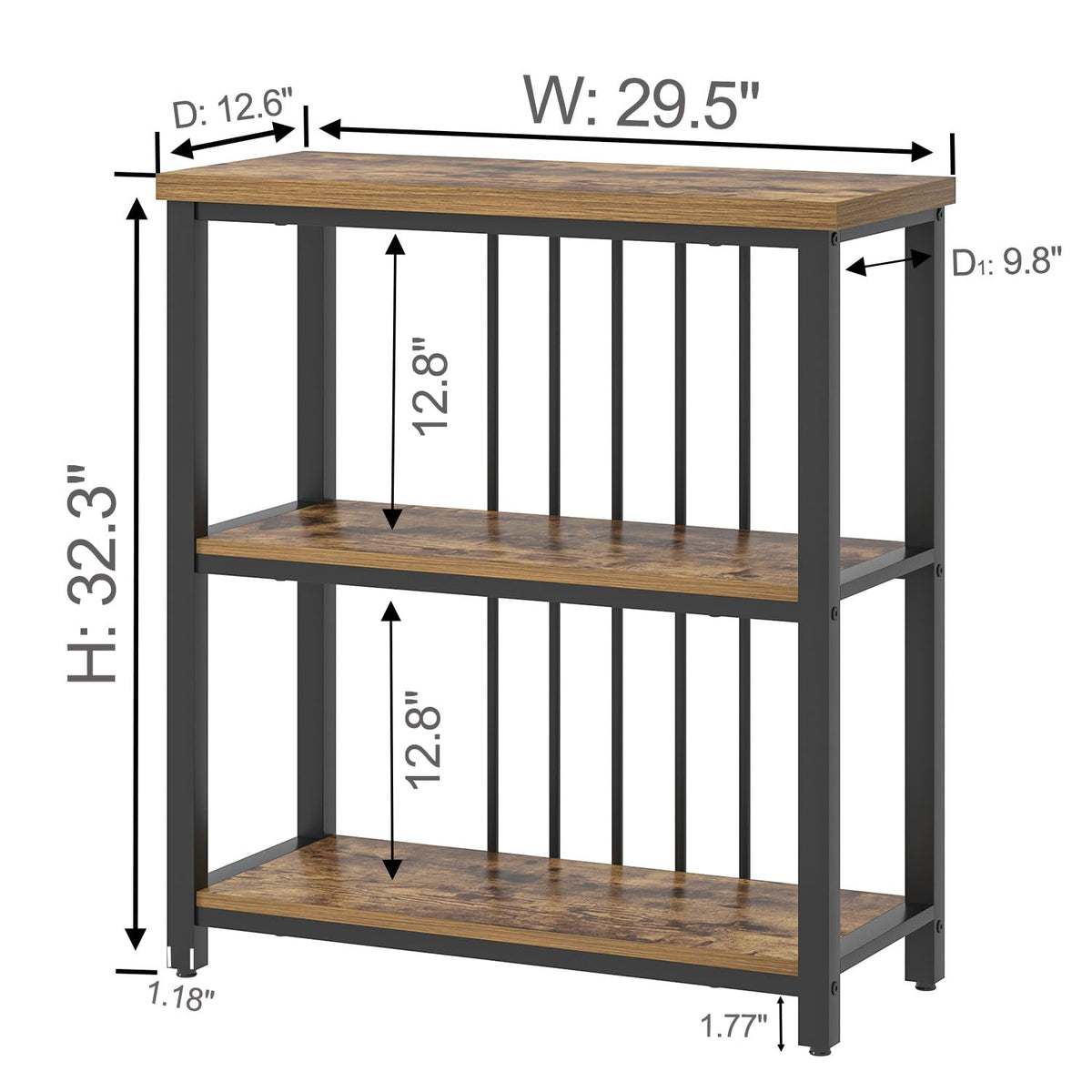 3 Tier Wood and Metal Bookshelf F659500