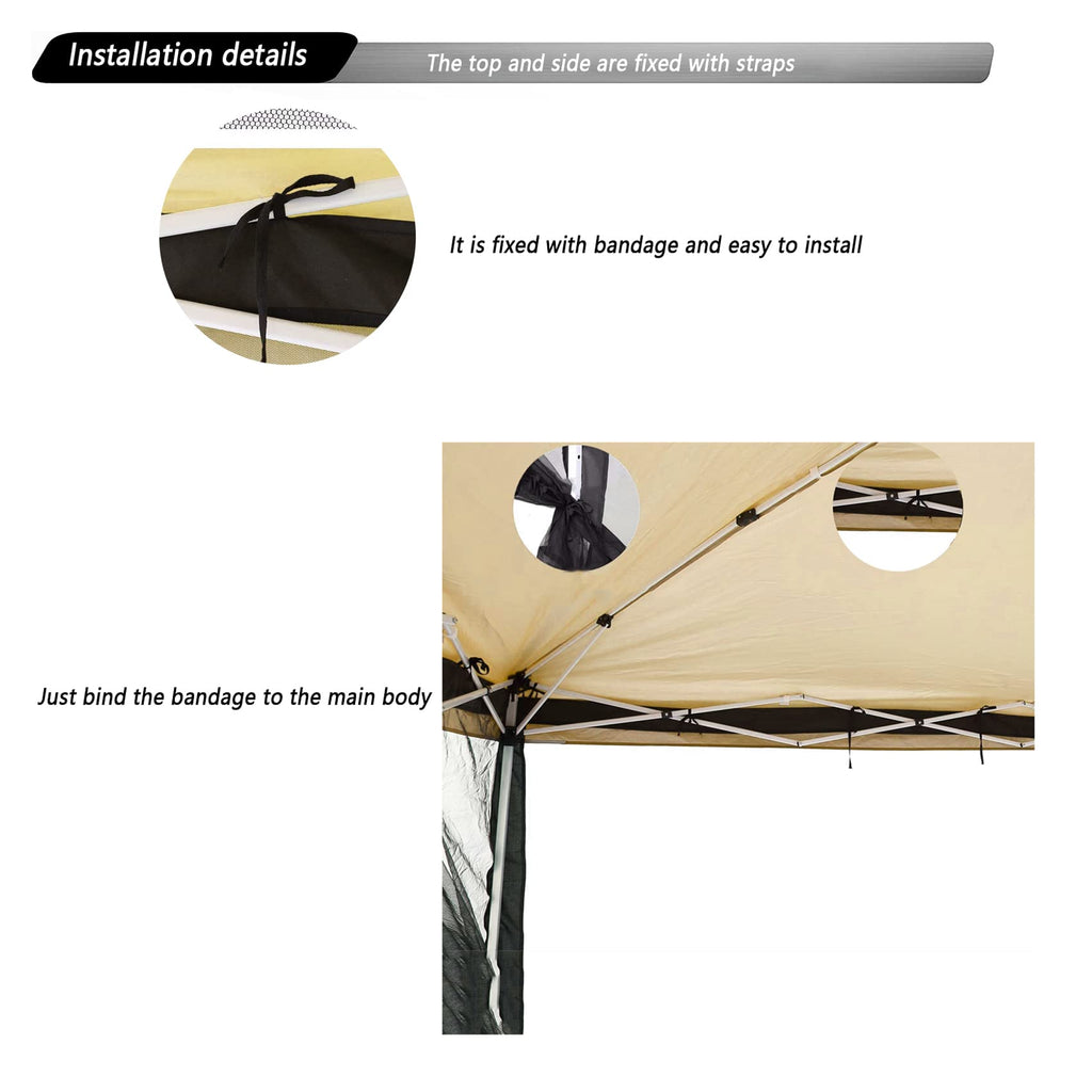 10x10 Black Replacement Mosquito Netting Sidewall Screen with Zipper A27313