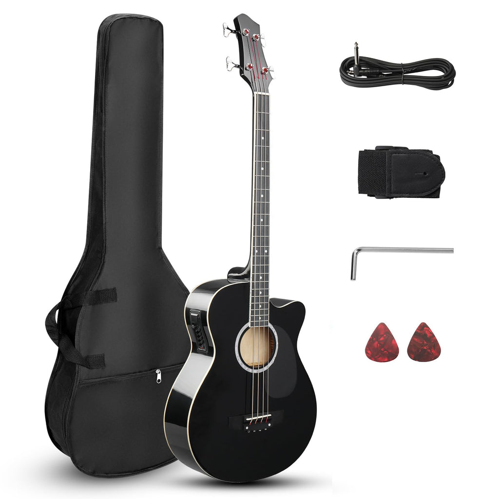 4 String Full Size Black Acoustic Bass Guitar E537091
