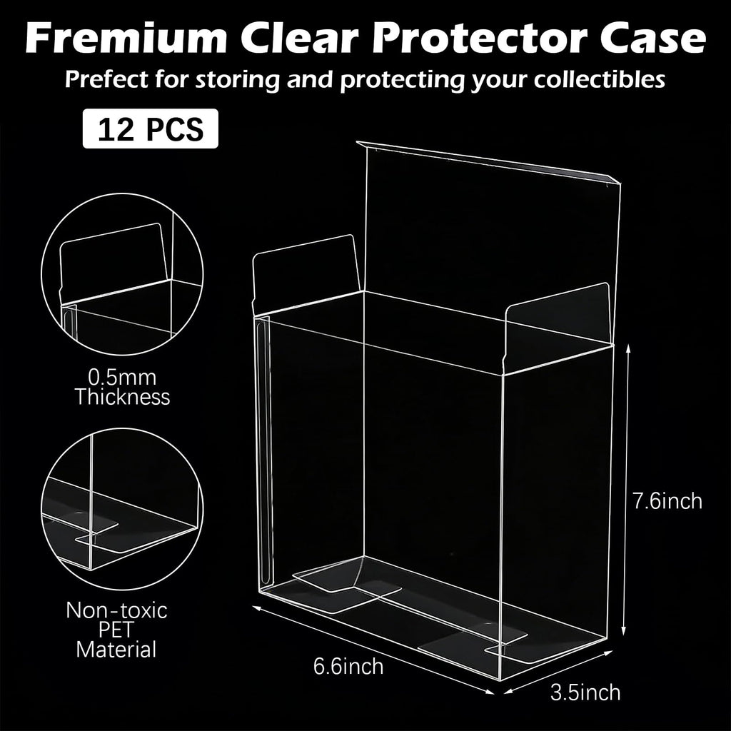 12 Pack Clear PET Plastic Display Storage Case 7.6 x 6.6 x 3.5 Inches B601652