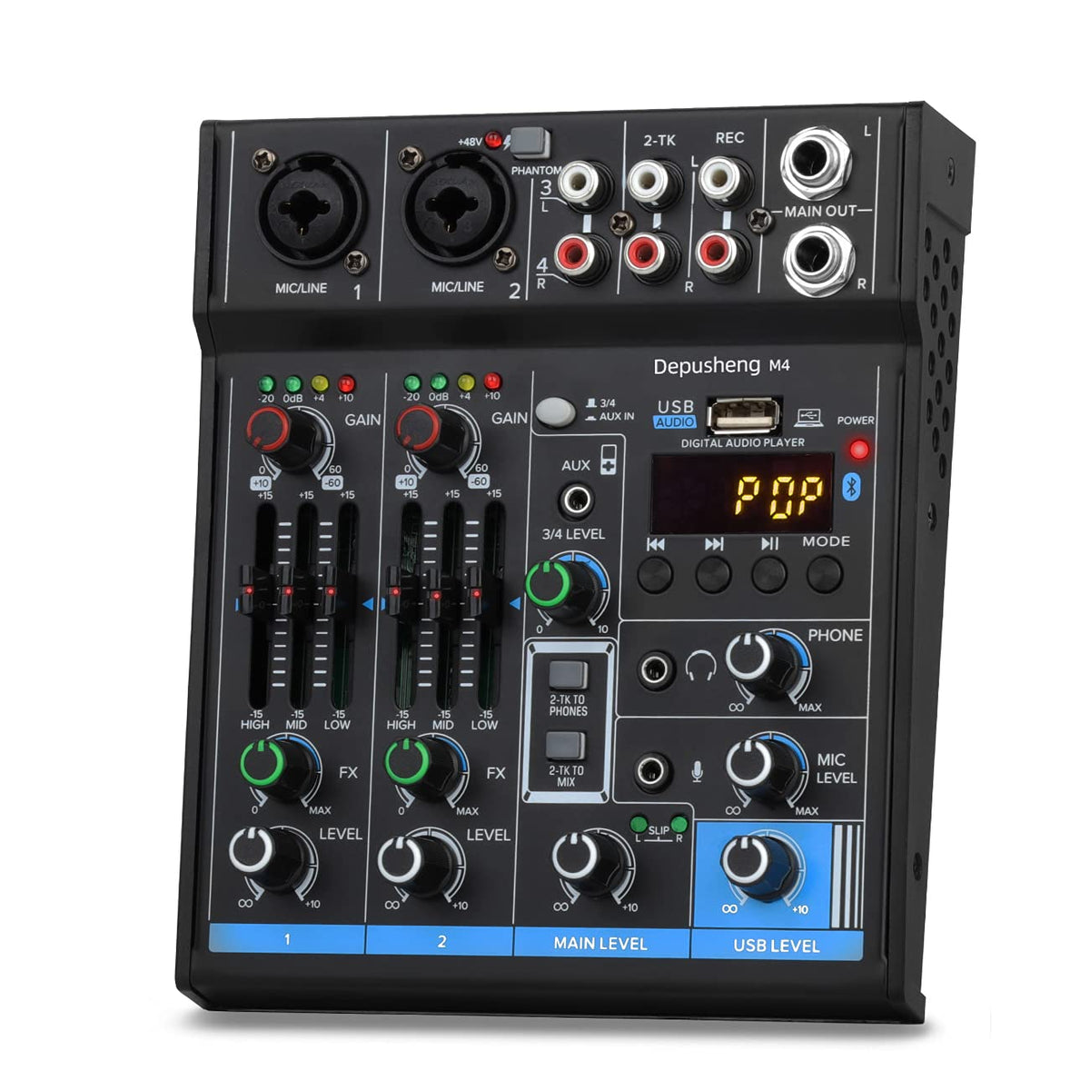 4 Channel USB Audio Mixer with Bluetooth H53769