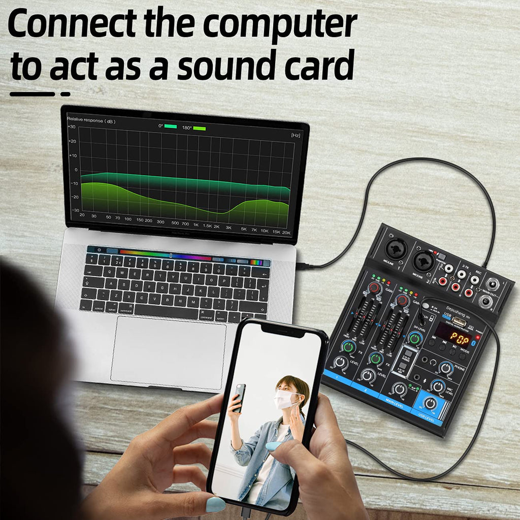 4 Channel USB Audio Mixer with Bluetooth H53769