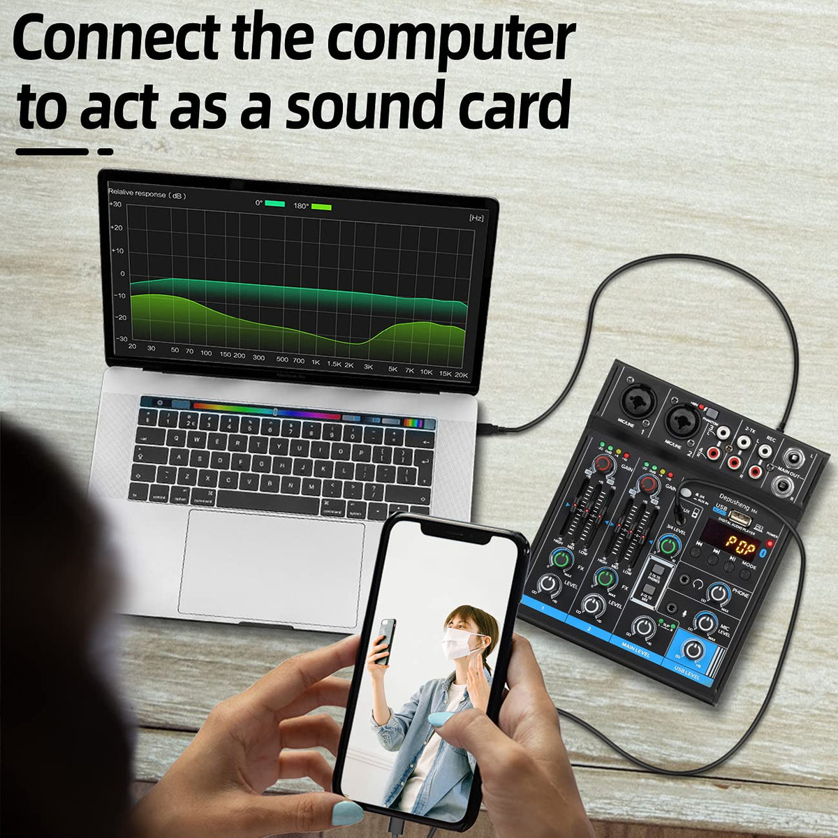 4 Channel USB Audio Mixer with Bluetooth H53769