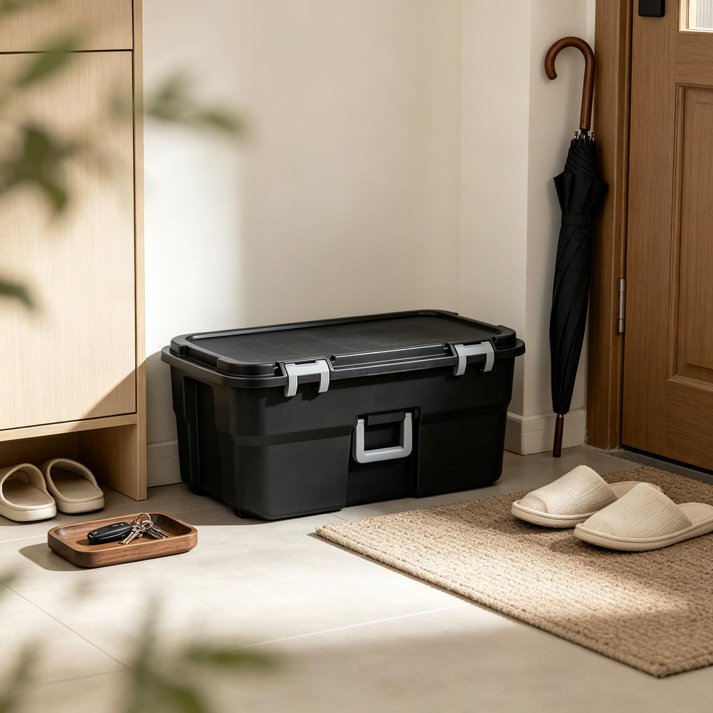 22 Gallon Wheeled Lockable Plastic Storage Footlocker A1155