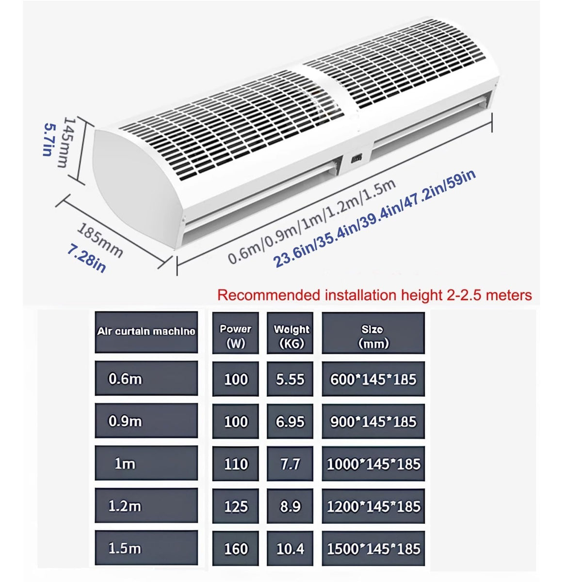 Outdoor Air Curtain Machine with Large Air Volume, 2 Speed and Wind Direction Adjustable I5425