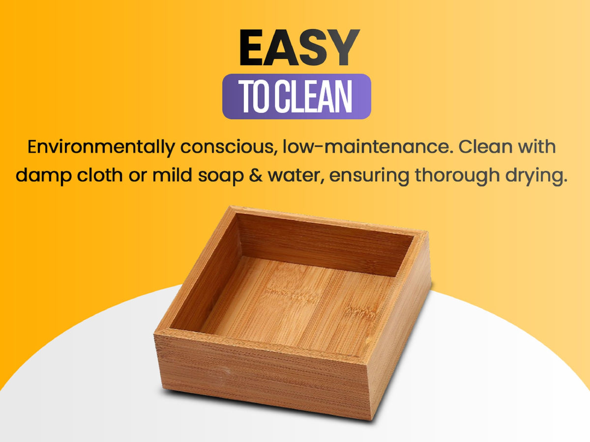 Bamboo Drawer Organizer Storage Box, 2 Pack 6x9x2 inch J96206