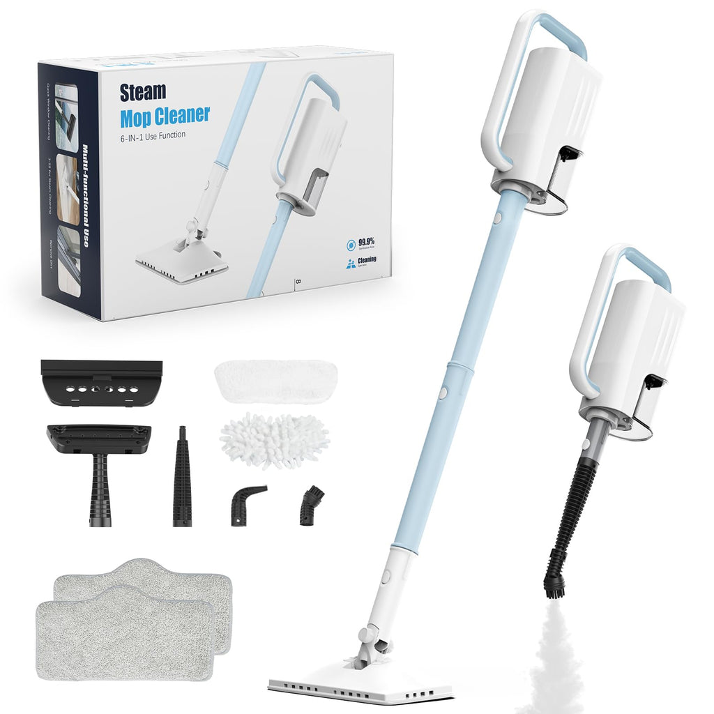 6 in1 Steam Mop Cleaner with 2 Modes, 2 Microfiber Pads, 400ML Removable Tank Z787507
