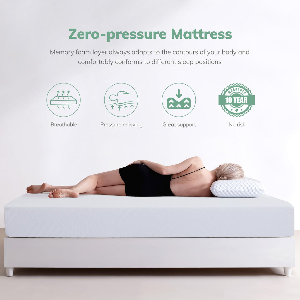 White 5 Inch Twin Memory Foam Mattress S831273