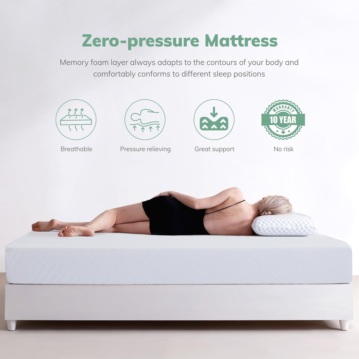 White 5 Inch Twin Memory Foam Mattress S831273