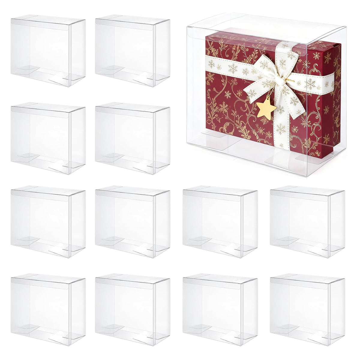 12 Pack Clear PET Plastic Display Storage Case 7.6 x 6.6 x 3.5 Inches B601652