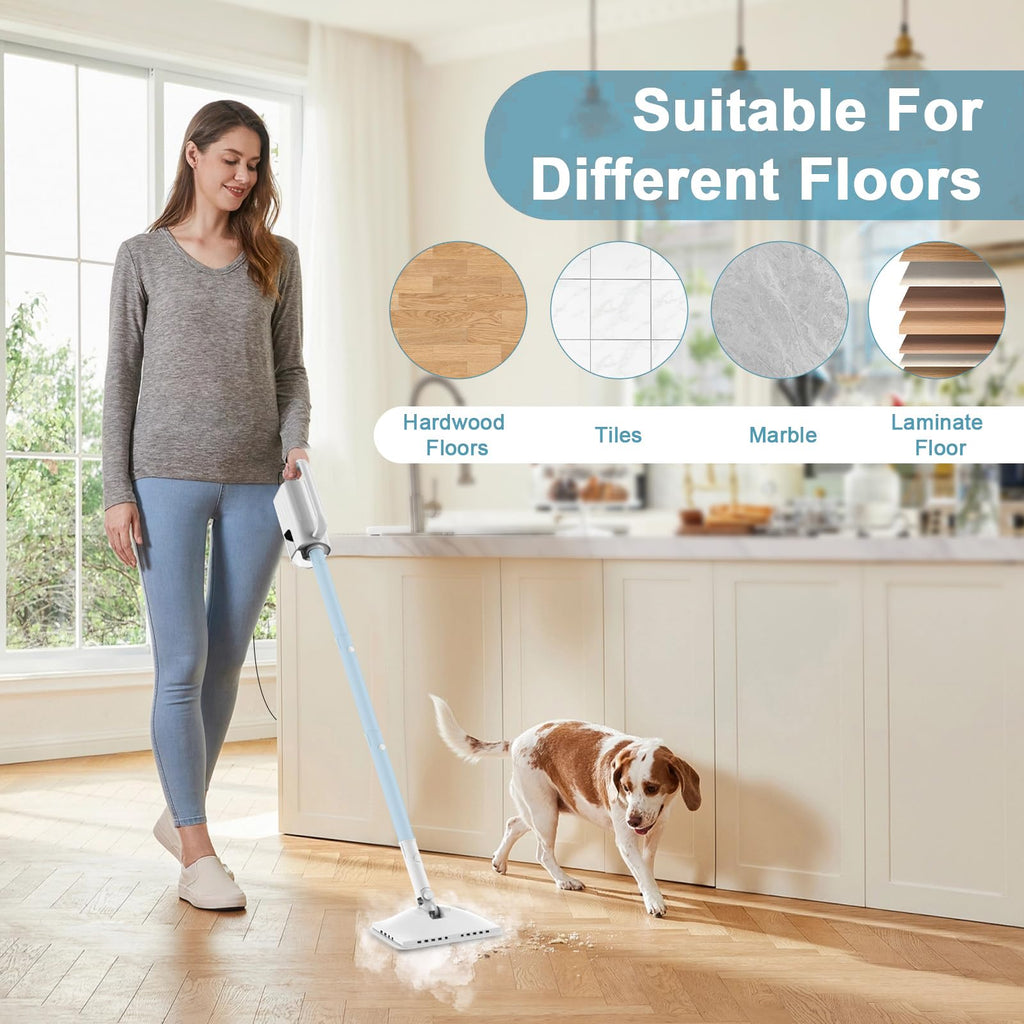 6 in1 Steam Mop Cleaner with 2 Modes, 2 Microfiber Pads, 400ML Removable Tank Z787507
