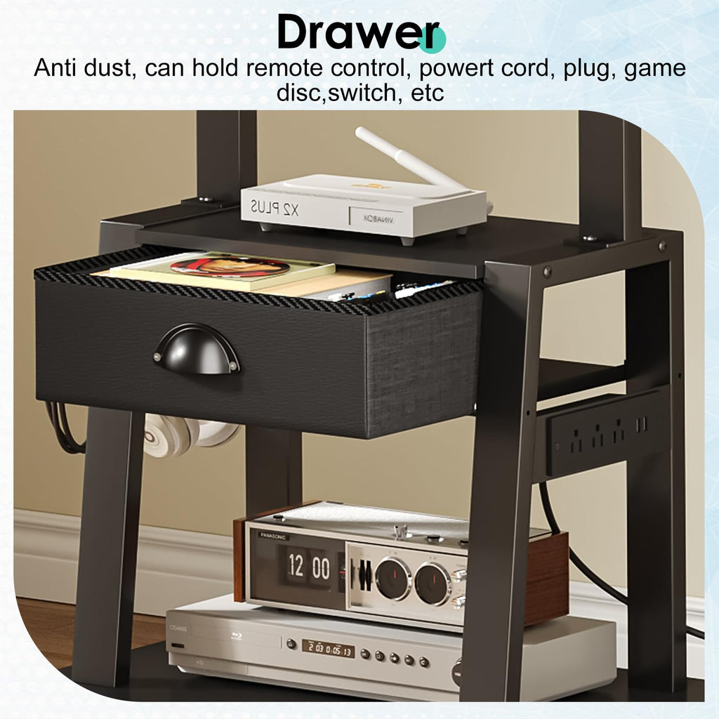 Rolling TV Stand with Power Outlet, Adjustable Height, for 23-60 inch Screens S76187