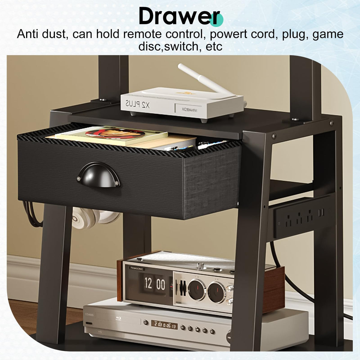 Rolling TV Stand with Power Outlet, Adjustable Height, for 23-60 inch Screens S76187