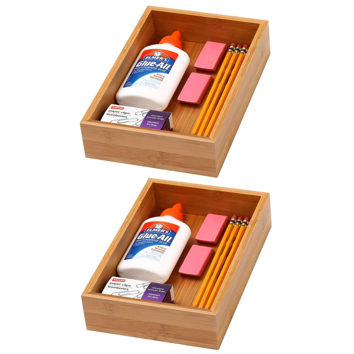 Bamboo Drawer Organizer Storage Box, 2 Pack 6x9x2 inch J96206