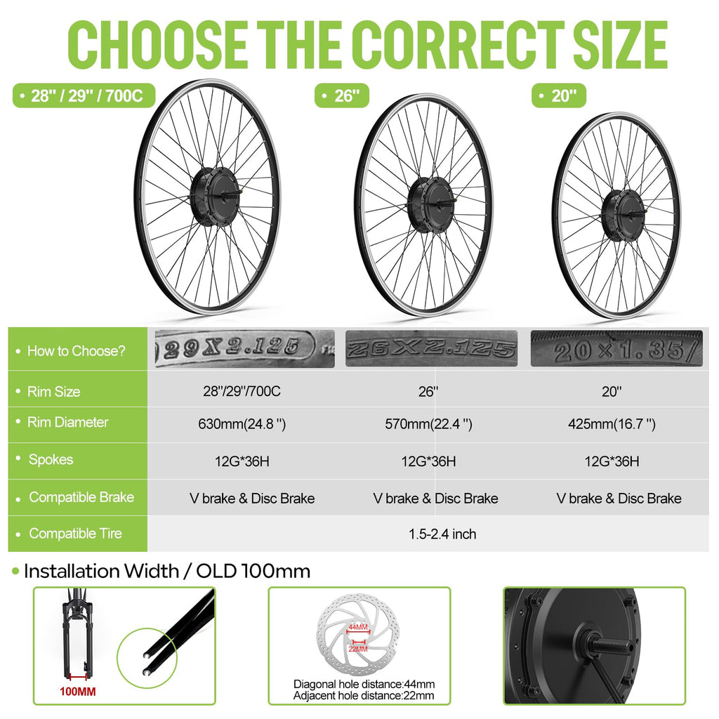 48V 500W Front Hub Motor Ebike Conversion Kit with Display A49026