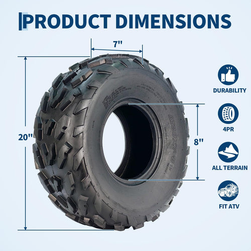 20x7-8 4 Ply Tubeless ATV UTV Tires Set of 2 L212863