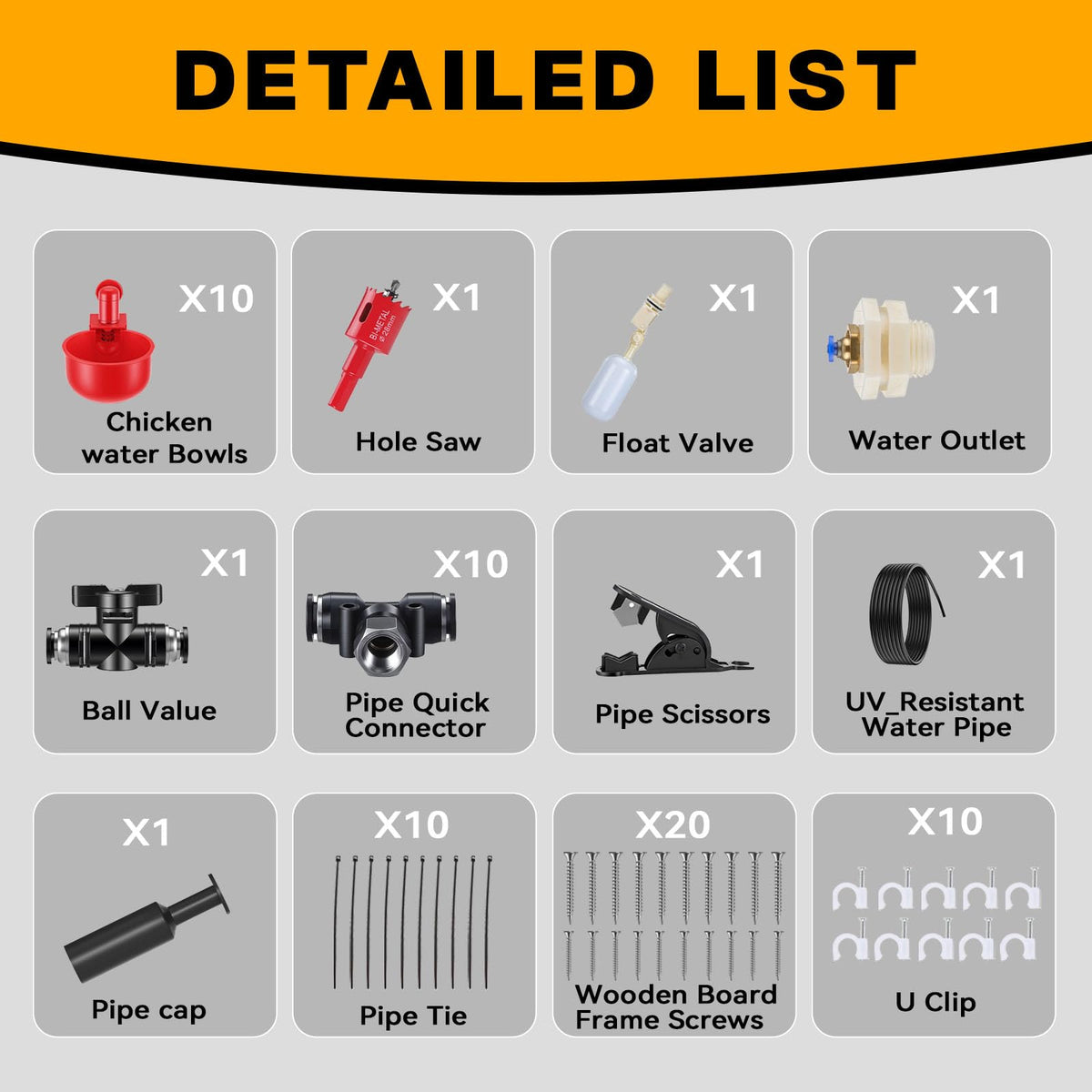 Automatic Chicken Watering System with 10 Red Cups N7556