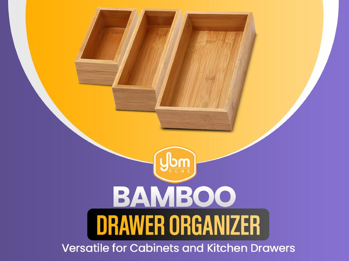 Bamboo Drawer Organizer Storage Box, 2 Pack 6x9x2 inch J96206