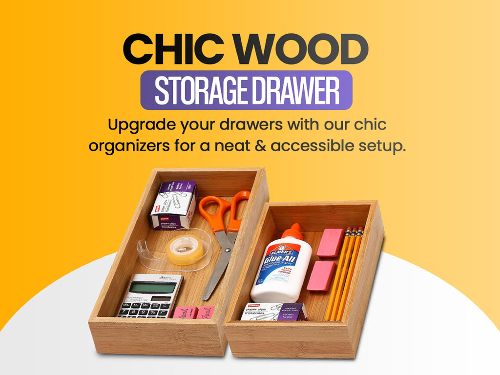 Bamboo Drawer Organizer Storage Box, 2 Pack 6x9x2 inch J96206
