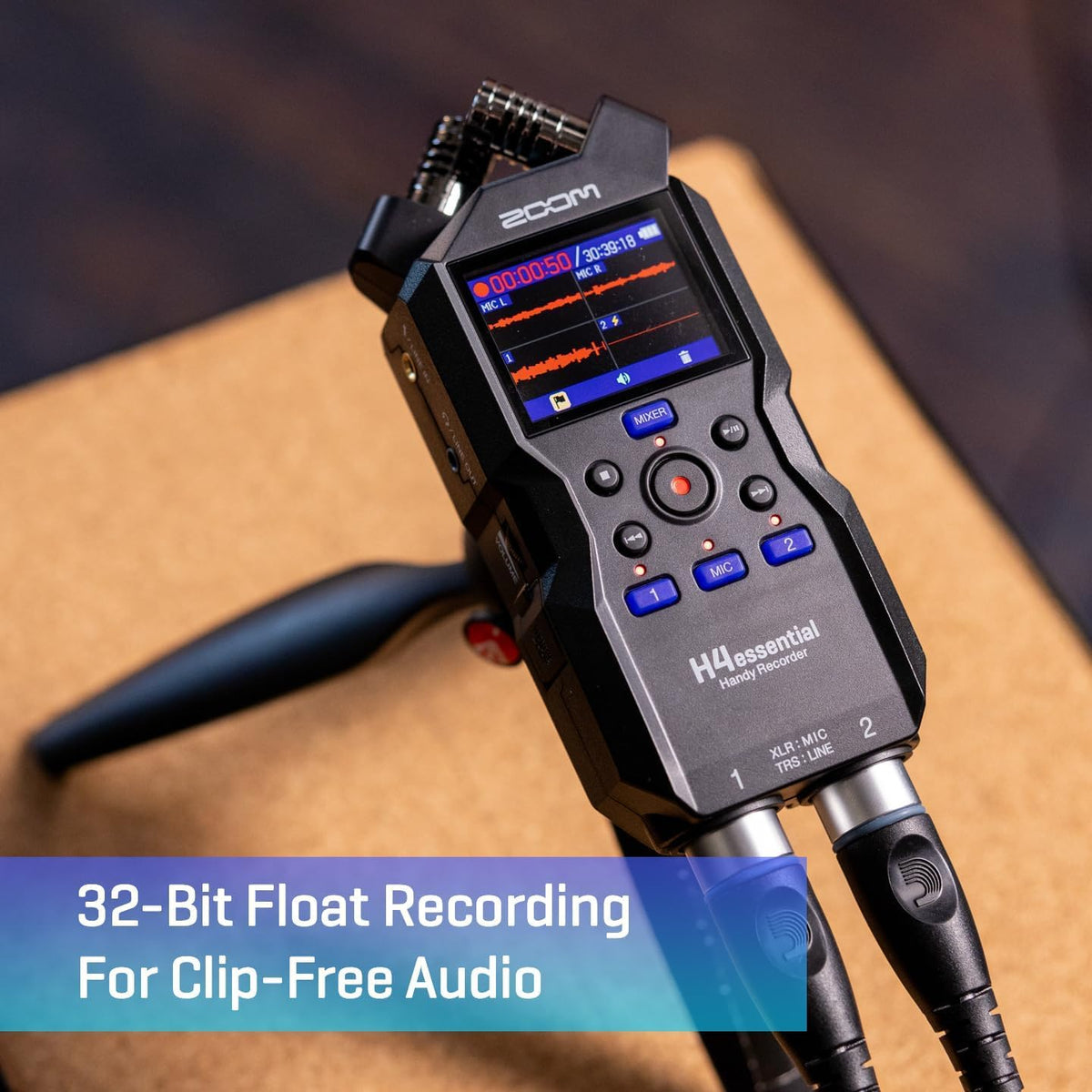 4-Track Handy Recorder with 32-Bit Float, Stereo Microphones, 2 XLR/TRS Combo Inputs F94597