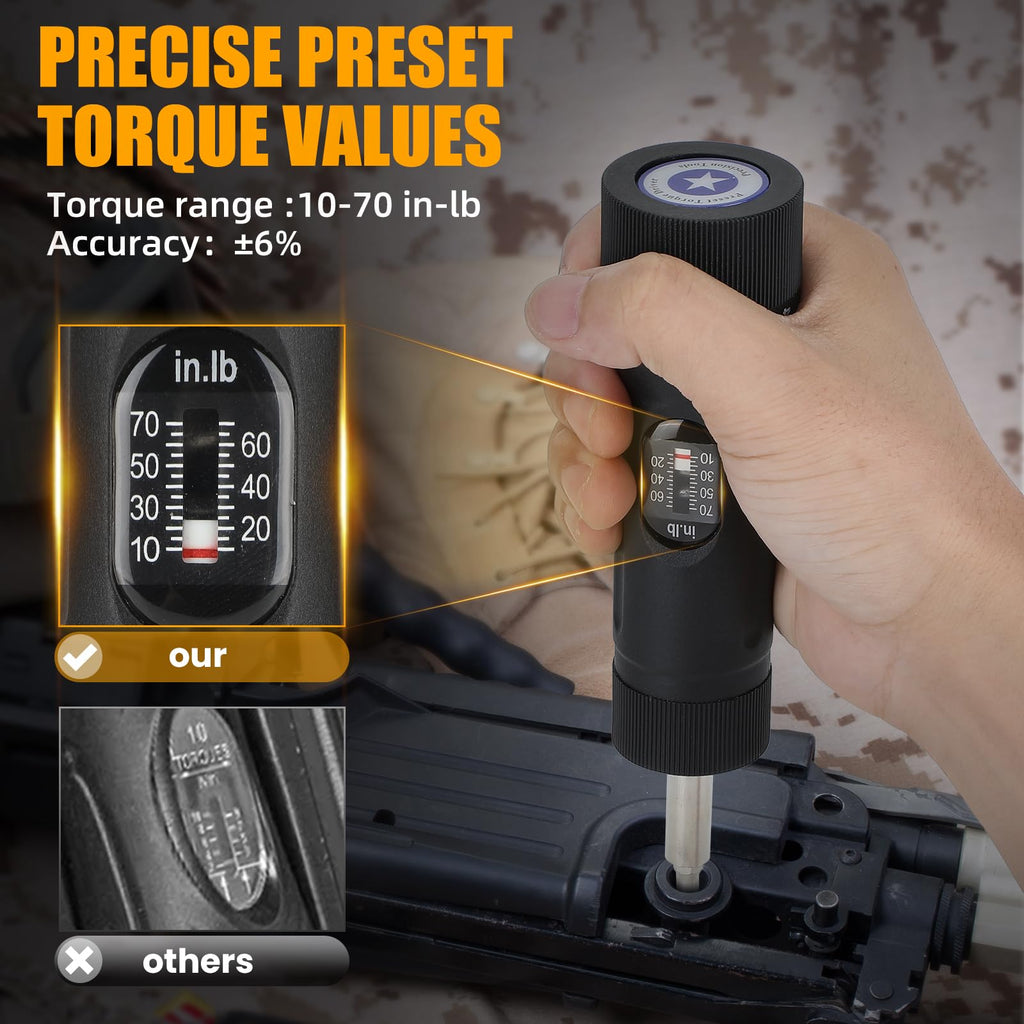 Torque Screwdriver with 12 Pieces Interchangeable Bits 1/4" Drive Black E795