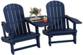 Dark Blue HDPE Adirondack Chairs Set of 2 with Cup Holder K662